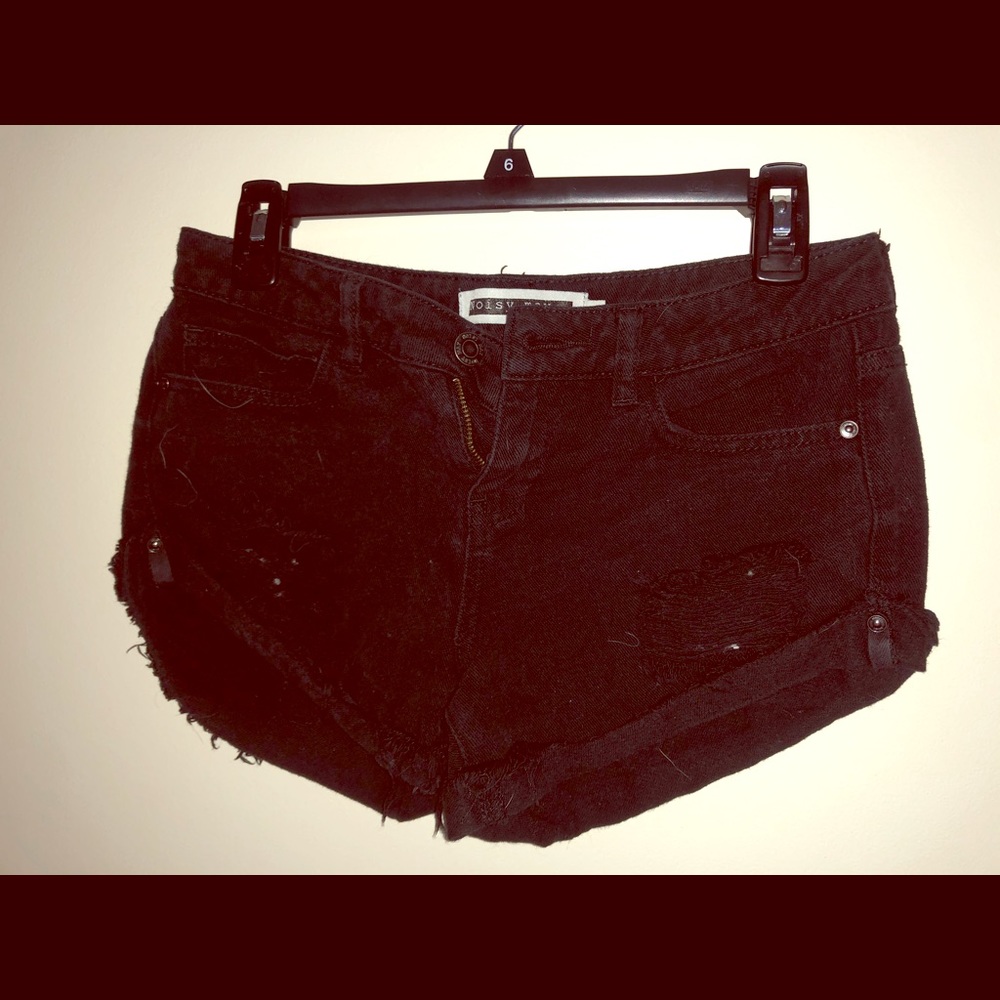 Black jean shorts